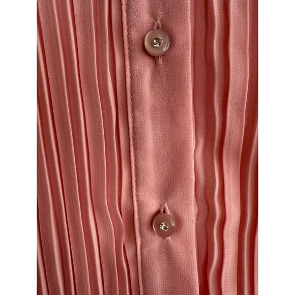 Kaelyn-Max Pink Pleated Sheer Sequin Vintage Blouse Size Medium - Picture 5 of 9